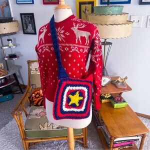 Retro 1940s Style Purse | WWII | Homefront | Star | Crochet | Crossbody | 40s